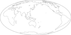 モルワイデ図法白地図(陸地単純化角丸)の小さい画像