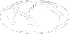 モルワイデ図法白地図(さらに陸地単純化角丸)の小さい画像
