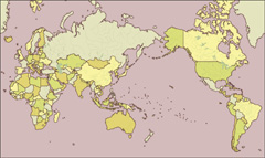 ミラー図法古地図風地図(緯度経度線なし)の小さい画像