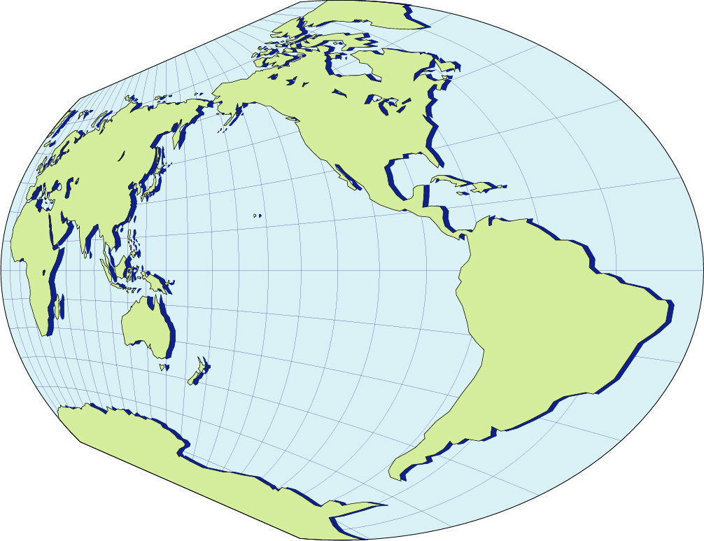 Winkel projection map (Diagonally to the right) image