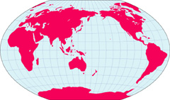 ヴィンケル図法地図(陸地単純化角丸)の小さい画像