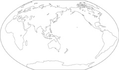 ヴィンケル図法白地図(陸地単純化)の小さい画像