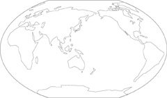 ヴィンケル図法白地図(さらに陸地単純化)の小さい画像