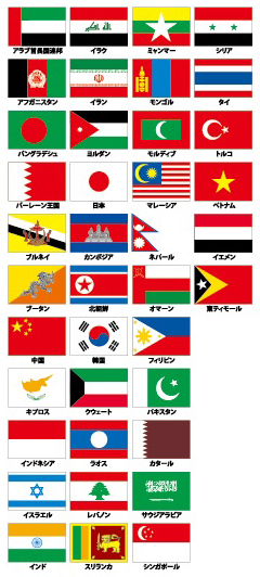 アジア地域国旗の画像
