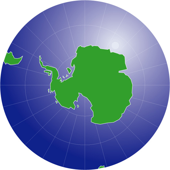 正射図法グラデ地図(南極中心)の画像