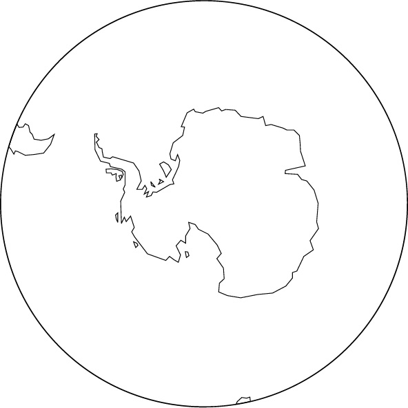 正射図法白地図(南極中心)の画像