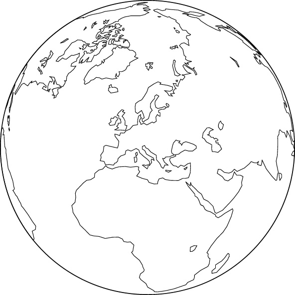 正射図法白地図(ヨーロッパ中心)の画像