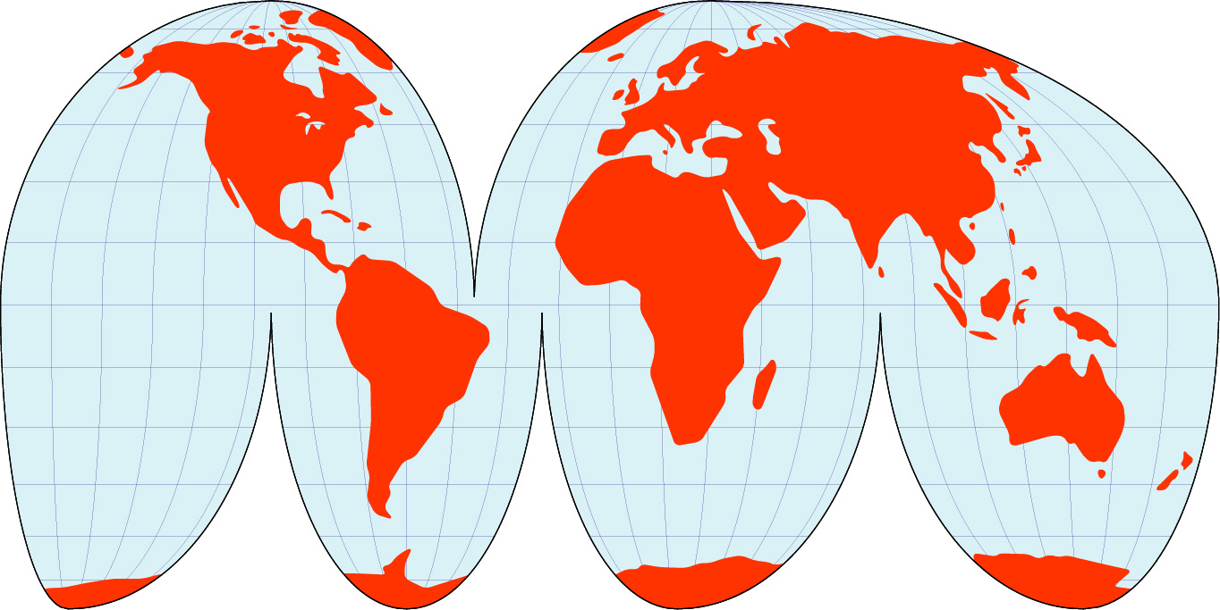 グード図法地図(さらに陸地単純化角丸)の画像