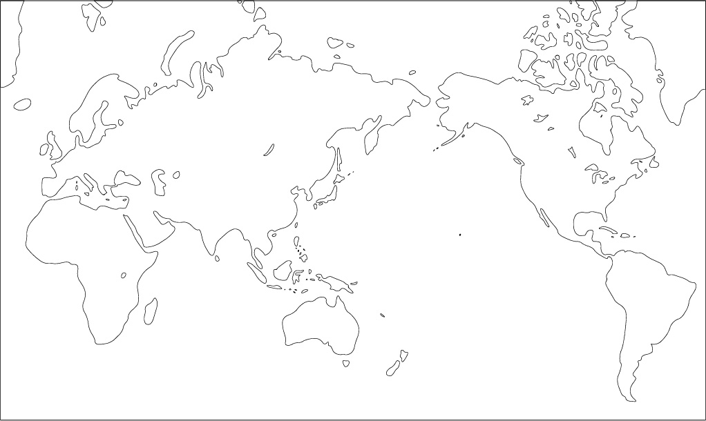 ミラー図法白地図(陸地単純化角丸)の画像