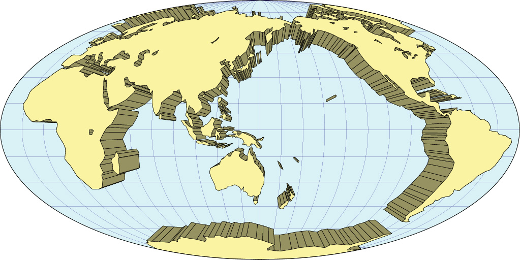 モルワイデ図法地図(立体化)の画像