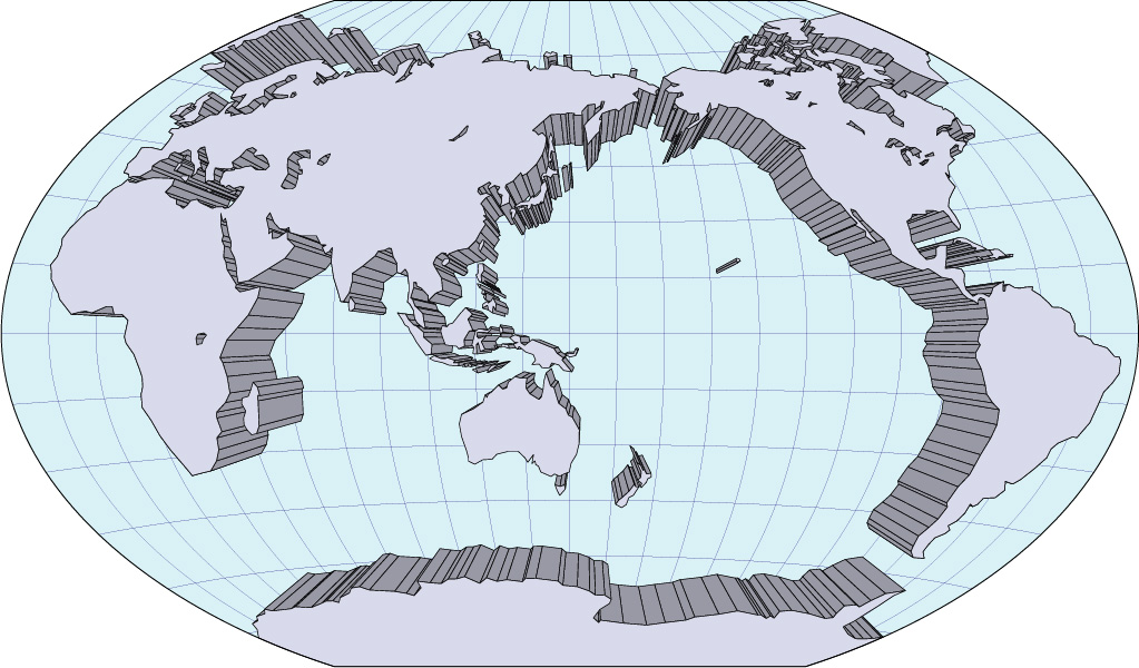 ヴィンケル図法地図(立体化)の画像