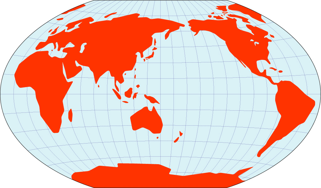 ヴィンケル図法地図(さらに陸地単純化角丸)の画像