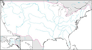アメリカ合衆国白地図(州境なし/州都なし)の画像