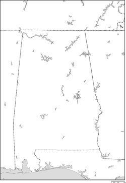 アラバマ州白地図の小さい画像