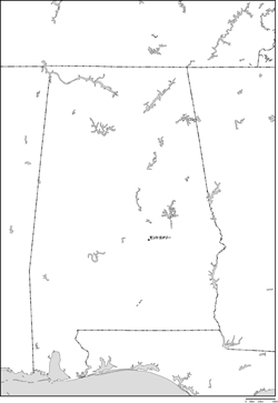 アラバマ州白地図州都あり(日本語)の小さい画像