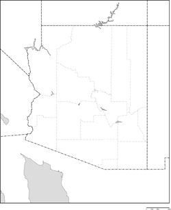 アリゾナ州郡分け白地図の小さい画像