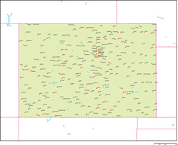 コロラド州地図州都・主な都市あり(英語)の小さい画像