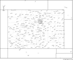 コロラド州郡分け白地図州都・主な都市あり(英語)の小さい画像
