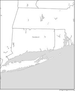 コネチカット州白地図州都あり(日本語)の小さい画像