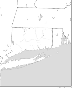 コネチカット州郡分け白地図の小さい画像