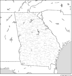 ジョージア州郡分け地図郡名あり(日本語)の小さい画像