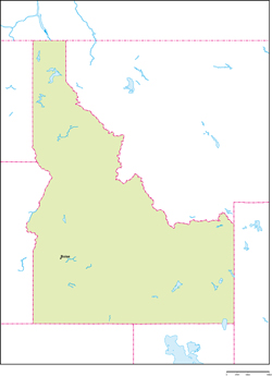 アイダホ州地図州都あり(英語)の小さい画像