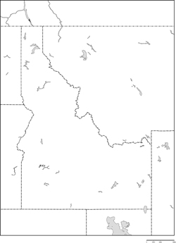 アイダホ州白地図州都あり(日本語)の小さい画像