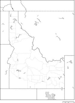 アイダホ州郡分け白地図州都あり(日本語)の小さい画像