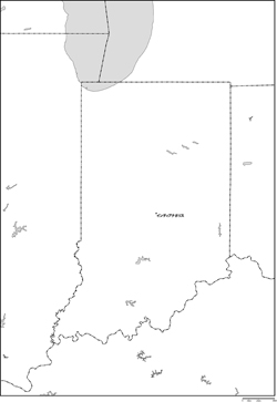 インディアナ州白地図州都あり(日本語)の小さい画像