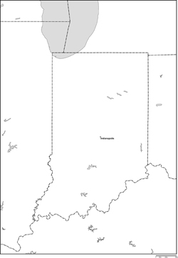 インディアナ州白地図州都あり(英語)の小さい画像