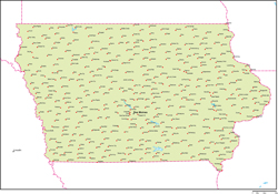 アイオワ州地図州都・主な都市あり(英語)の小さい画像