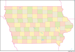 アイオワ州郡色分け地図の小さい画像