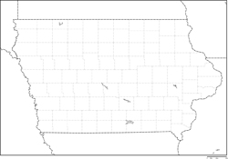 アイオワ州郡分け白地図の小さい画像