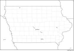 アイオワ州郡分け白地図州都あり(英語)の小さい画像