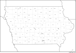 アイオワ州郡分け白地図郡名あり(英語)の小さい画像