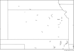 カンザス州白地図州都あり(英語)の小さい画像