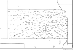 カンザス州白地図州都・主な都市あり(英語)の小さい画像