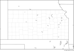 カンザス州郡分け白地図の小さい画像