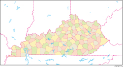 ケンタッキー州郡色分け地図の小さい画像