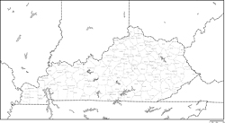 ケンタッキー州郡分け地図郡名あり(日本語)の小さい画像