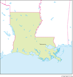 ルイジアナ州地図州都あり(日本語)の小さい画像