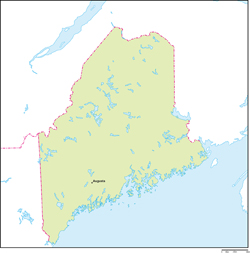 メイン州地図州都あり(英語)の小さい画像