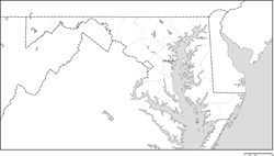 メリーランド州郡分け白地図州都あり(日本語)の小さい画像