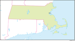 マサチューセッツ州地図州都あり(日本語)の小さい画像