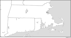 マサチューセッツ州白地図州都あり(英語)の小さい画像