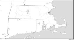 マサチューセッツ州郡分け白地図州都あり(日本語)の小さい画像