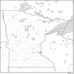ミネソタ州郡分け白地図州都あり(英語)の小さい画像