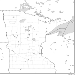 ミネソタ州郡分け白地図州都あり(英語)の小さい画像
