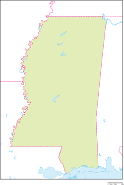 ミシシッピ州地図の小さい画像