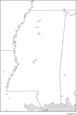 ミシシッピ州白地図の小さい画像